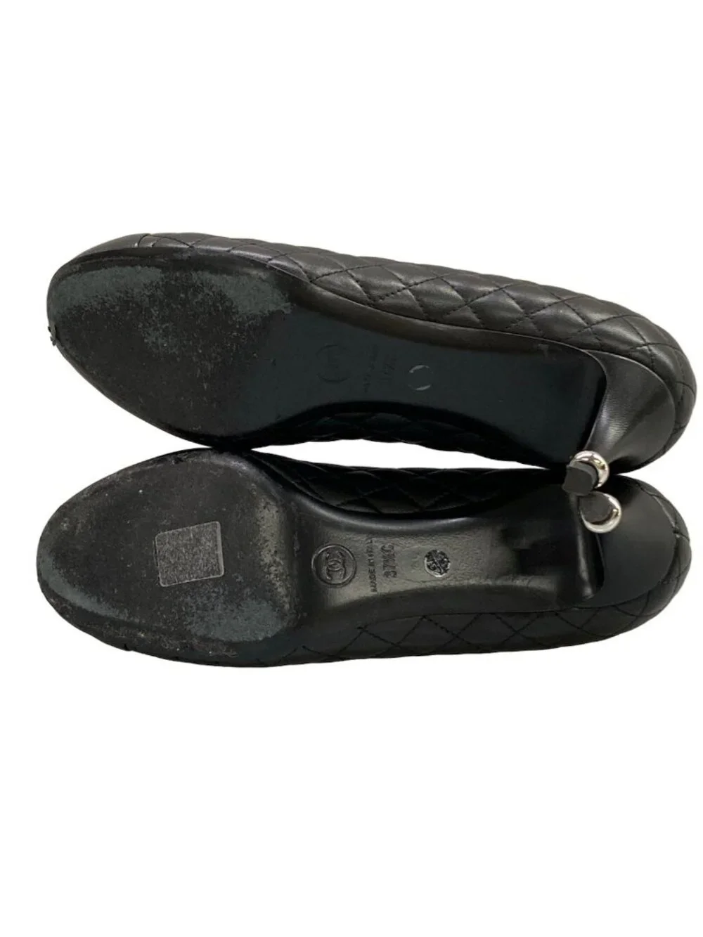 Chanel Pumps C Black Quilted CC Logo Lambskin Heels